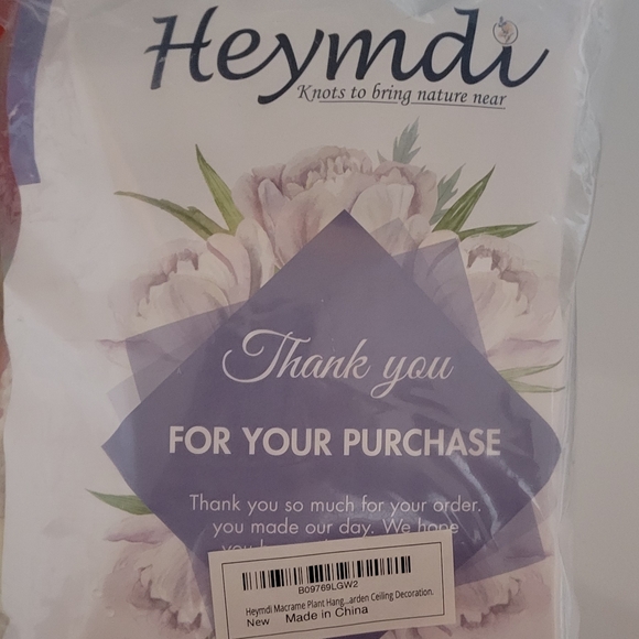 Heymdi Macrame Plant Hangers Pack of 5 with hooks - Picture 6 of 7